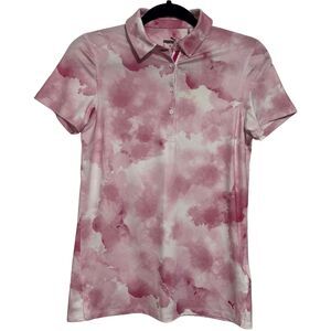 PUMA Mattr Clouds Short Sleeve Collared Button Watercolor Knit Golf Polo NWT XS